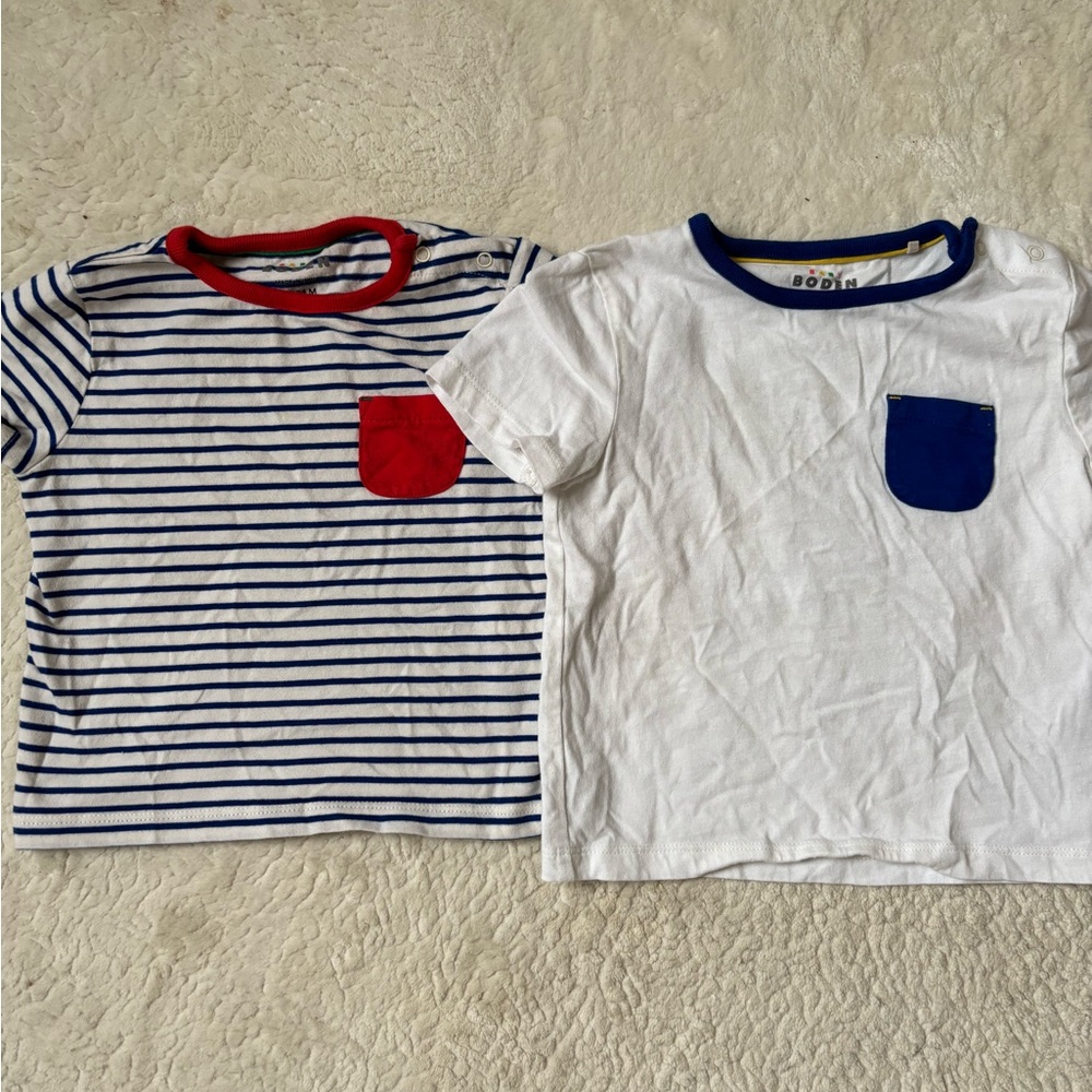 Boden Kids Striped and Solid Tees - Navy, Red, White